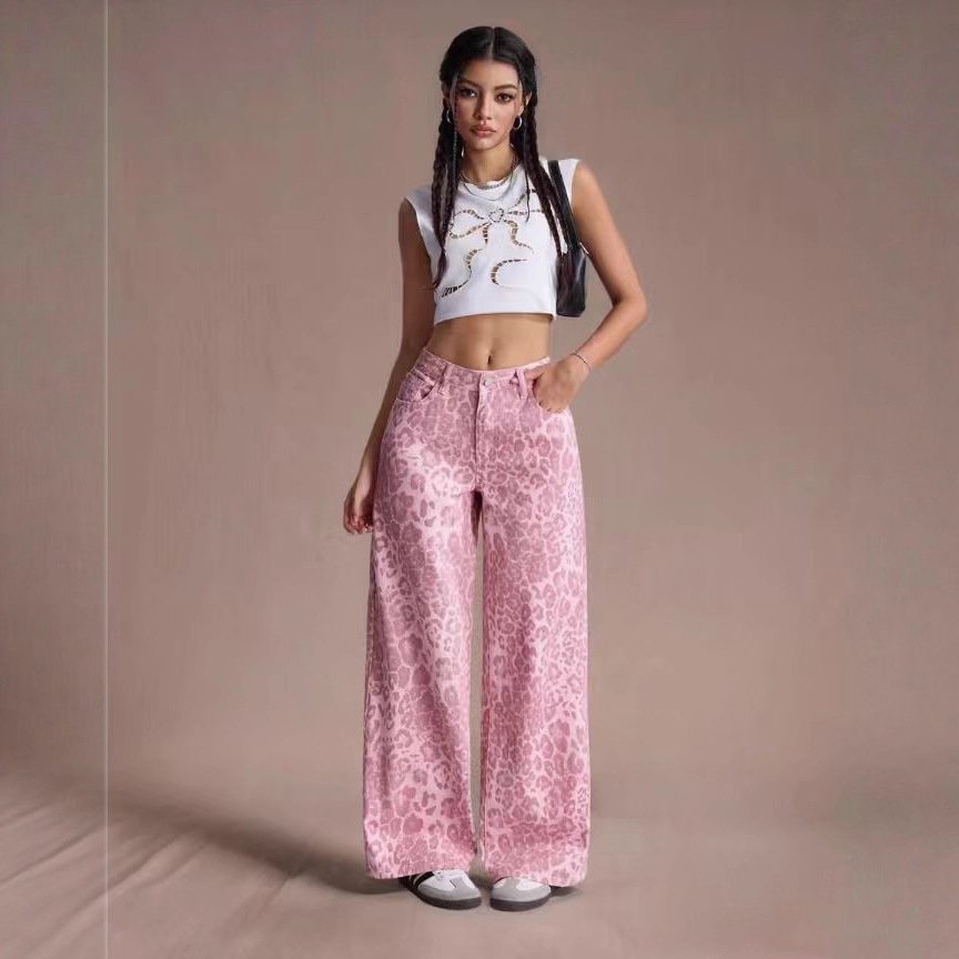 Female Loose Fit Straight Loose Wide Leg Jeans